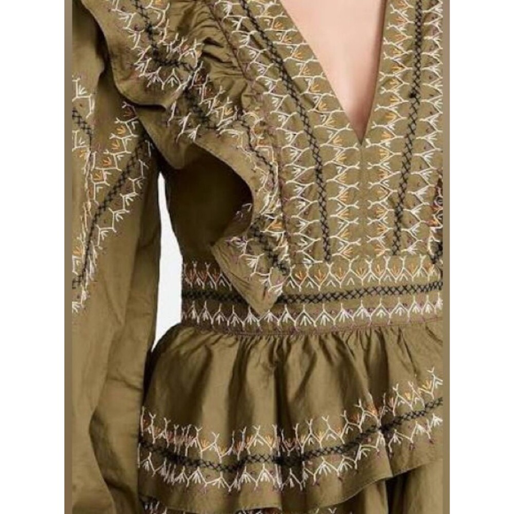 NEW✨ ULLA JOHNSON • Anais Olive Mini Dress • Womens 10/12 - Picture 8 of 14